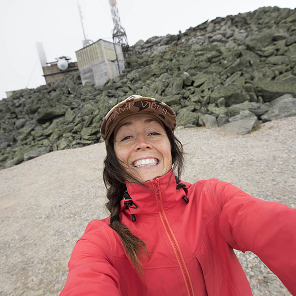 Kylie Fly selfie taken at the summit of Mount Washington.