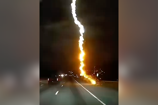 lightning strikes highway