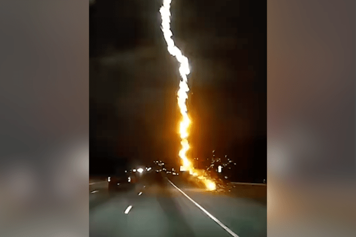 lightning strikes highway