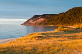 The large dunes of Sleeping Bear Dunes in autumn.