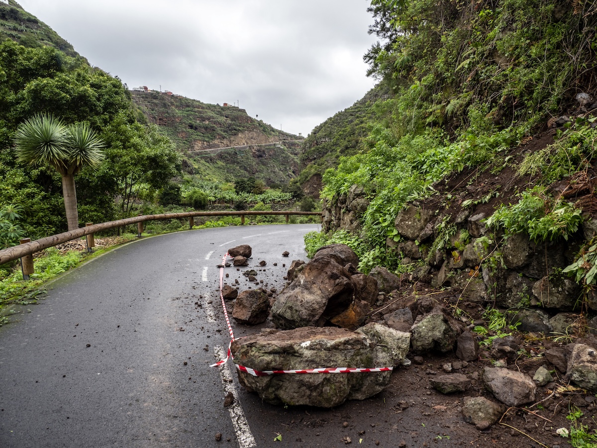 rock slide overlanding truck
